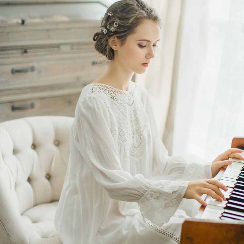 100 Cotton Super High Quality Luxury Nightgowns Long Nightgown Night Dress Sleepwear Nightgown