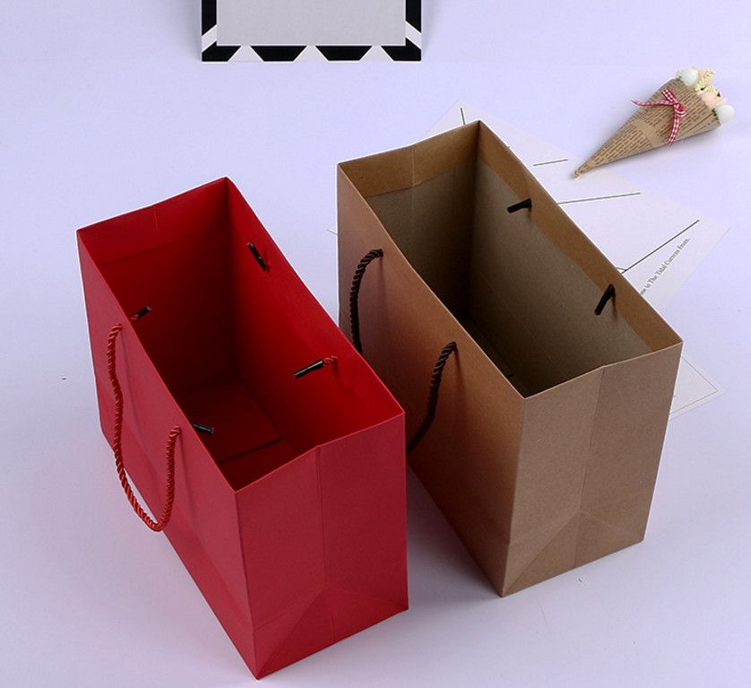 25 11 3 19cm black red kraft paper handle packing bag food candy
