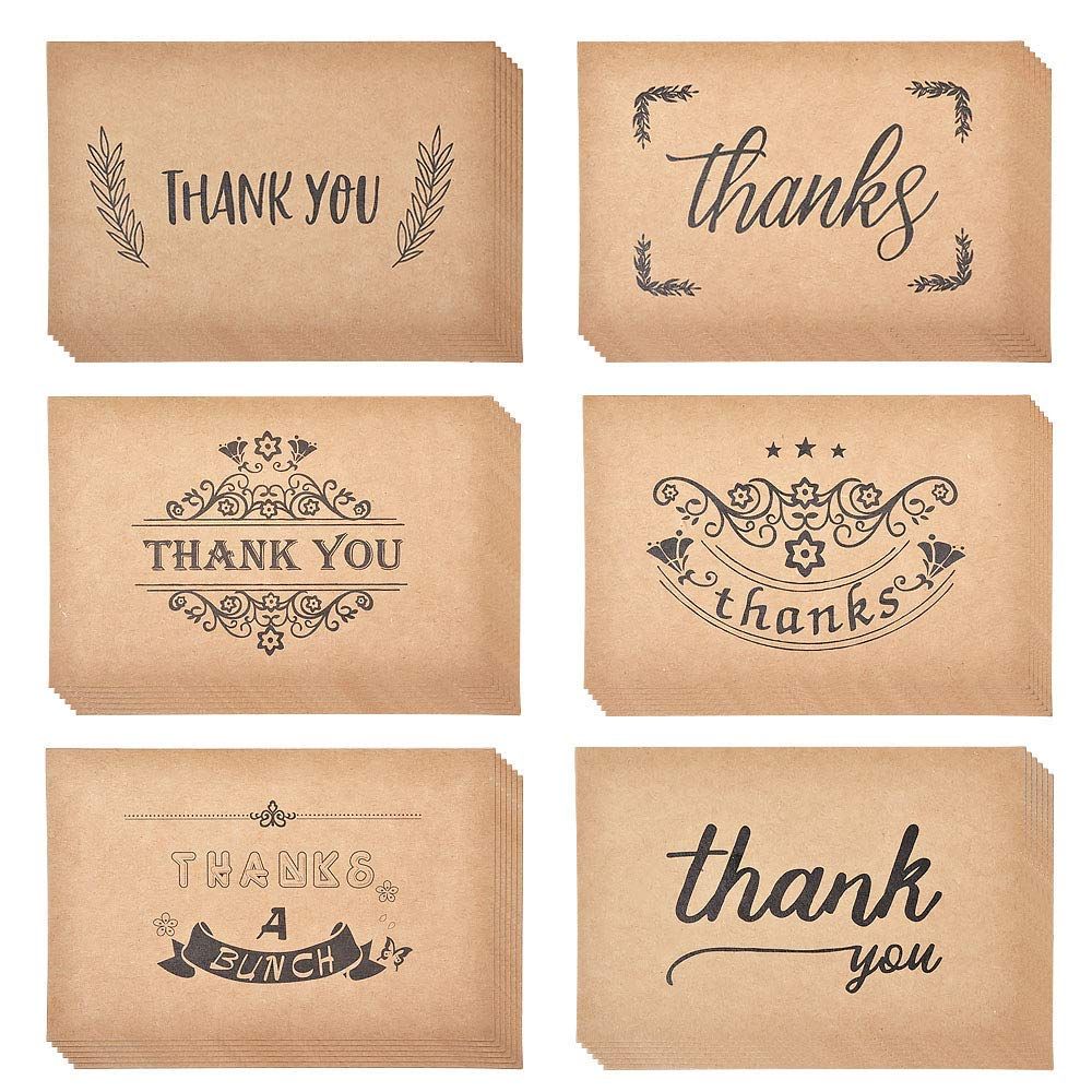 Thank You Cards  Notes Kraft Paper Bulk  Thank U Greeting  