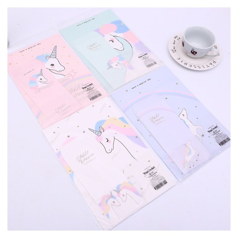 2018 3 envelopes 6 letter papers lovely cartoon unicorn letter