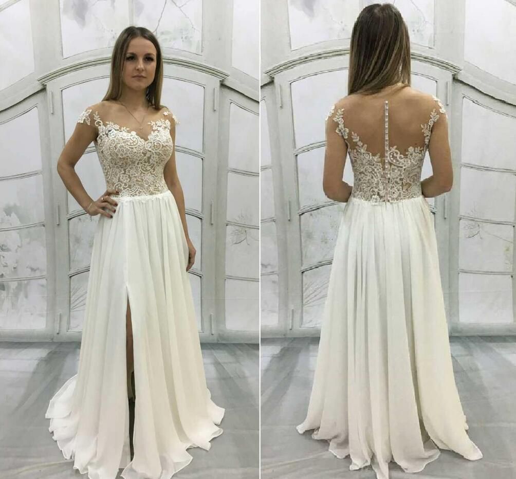 Vintage Inspired Wedding Dress With Lace Corset Illusion Lace
