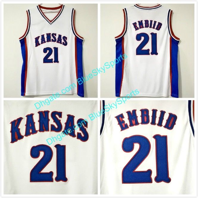 Mens Joel Embiid 21 Kansas Jayhawks College Basketball Jersey