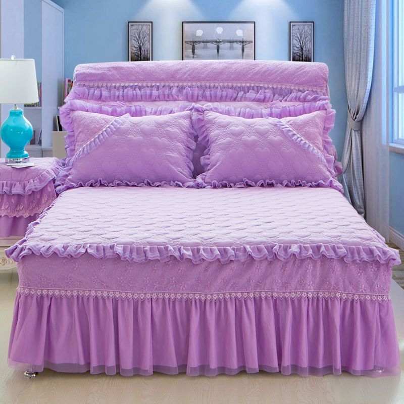 Princess Lace Purple Pink Beige Bed Skirt King Queen Full Size Home Princess Lace Purple Pink Beige Bed Skirt King Queen Full Size Home Decorative Ruffles Bedspread Pillowcase White Bedskirt 21 Inch From Olgar