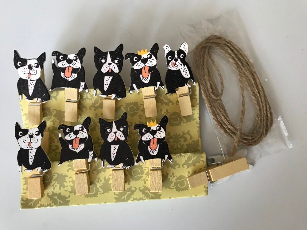 Black Dogs Wooden Pegs Photo Picture Holder Clips Pin Black Dogs Wooden Pegs Photo Picture Holder Clips Pin Clothespin Craft For Birthday Party Decorated Gift Favors