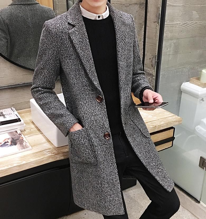 2020 2018 Men'S Autumn And Winter New Wool Coat Long Trench Coat Men'S ...