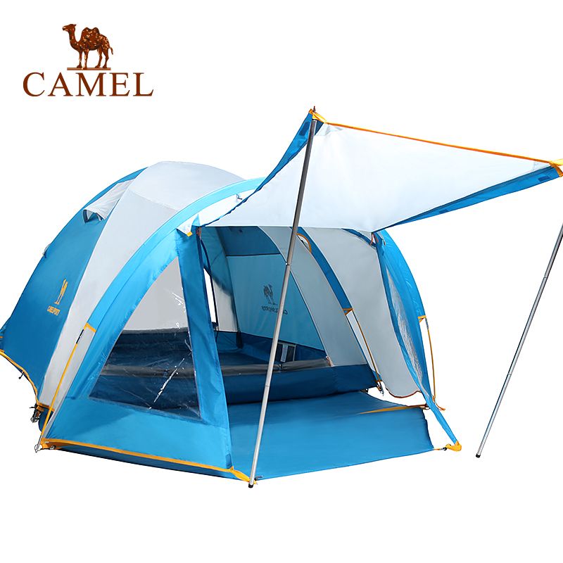 Camel Large Space Camping Tent 3 Season Double Layer Waterproof Beach Travel Tent For 3 4 Person