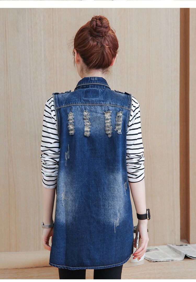 Acquistare 2017 Casual Donna Jeans Gilet Lungo Slim Denim Gilet Donna Hole  Frayed Jeans Gilet Le Donne Estate Senza Maniche In Denim Coat Economico |  Consegna Veloce E Qualità | It.Dhgate