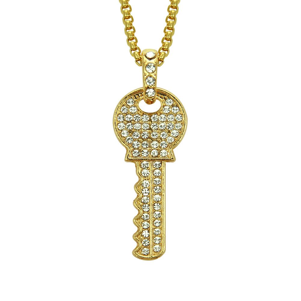 Wholesale Key Gold Pendant Iced Out Bling Bling Crystal Charm Cross ...