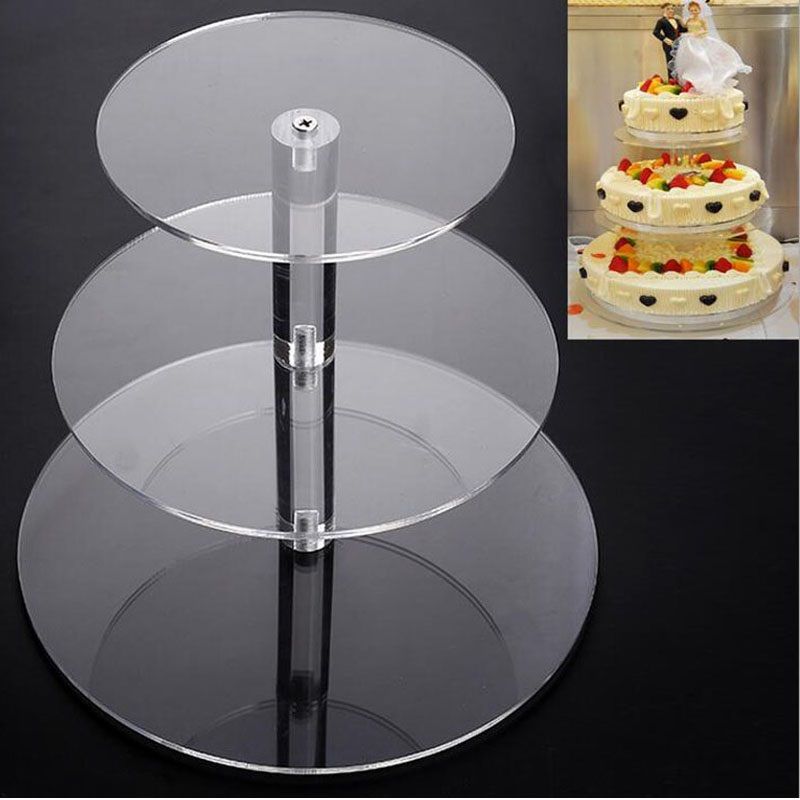 Compre 3 Camadas Acrílico Cupcake Stand Transparente Bolo Torre Rack De ...