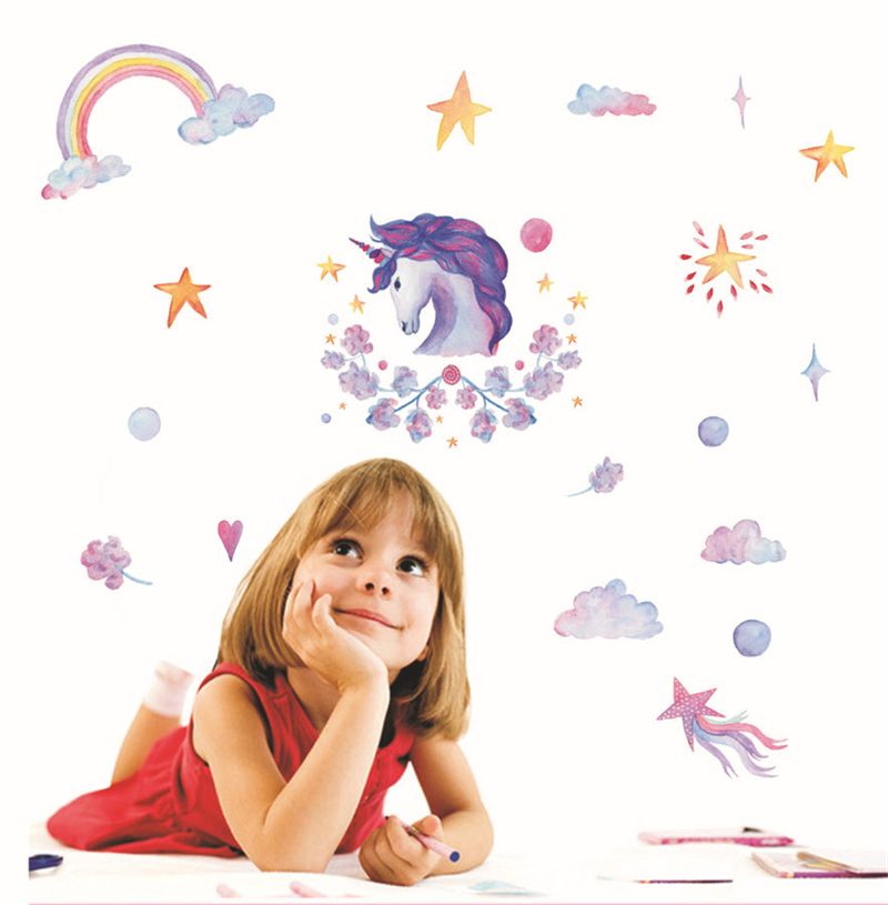 unicorno 3d wall decals sticker cute bling stars wall art stickers