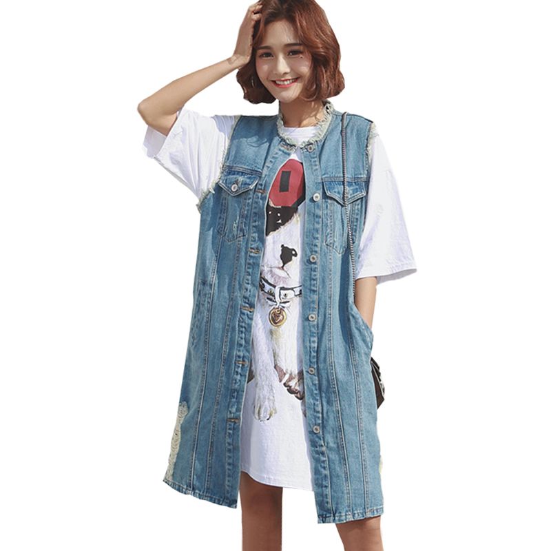 long denim vest plus size