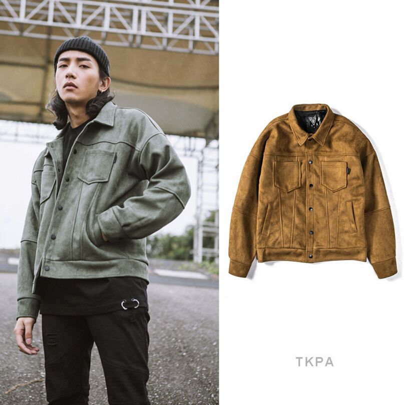 Tkpa Men Motorbike Jackets Suede Leather Vintage Clothing Streetwear Tkpa Men Motorbike Jackets Suede Leather Vintage Clothing Streetwear Jacket Hip Hop Style Casual Loose Coats Er From
