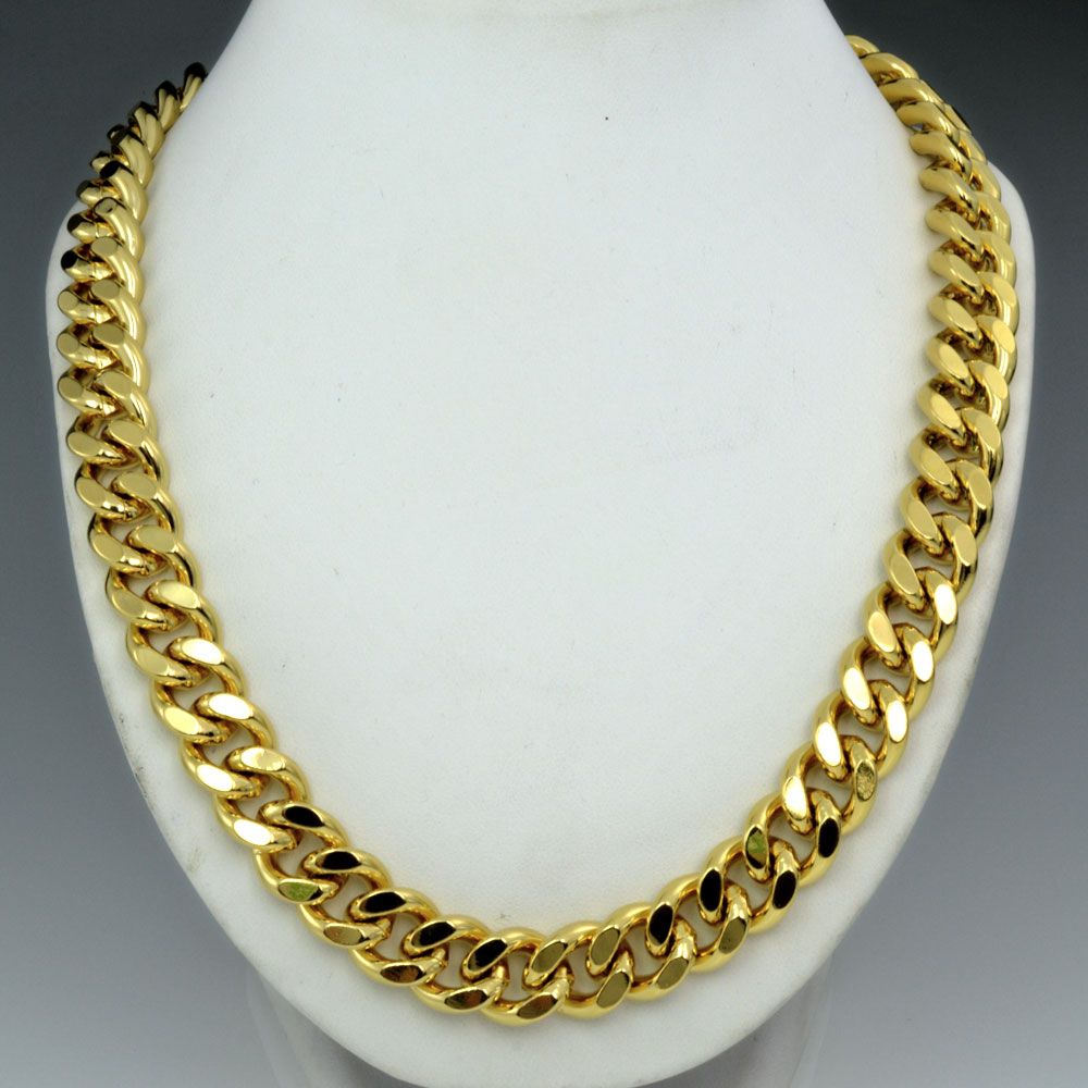2019 18k Gold Filled Mens Solid Heavy Chain Long Necklace Curb Ring Link Jewell N224 From