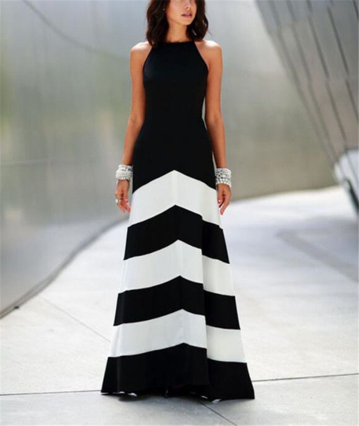 white striped maxi dress