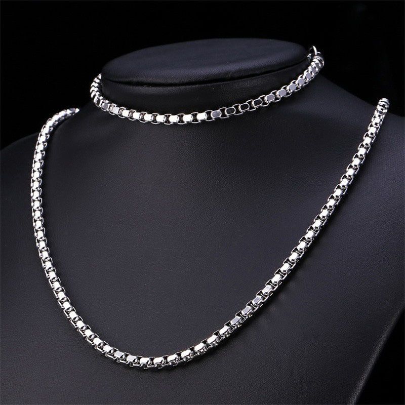 2020 18K White Gold Filled Necklaces For Men Women Jewelry Long 2.5MM