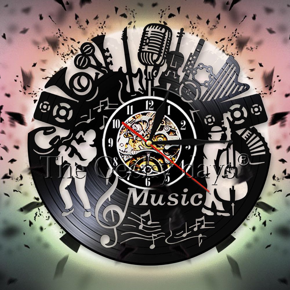 Music Band Wall Clock Personality Musicn Instrument Record Wall Clock