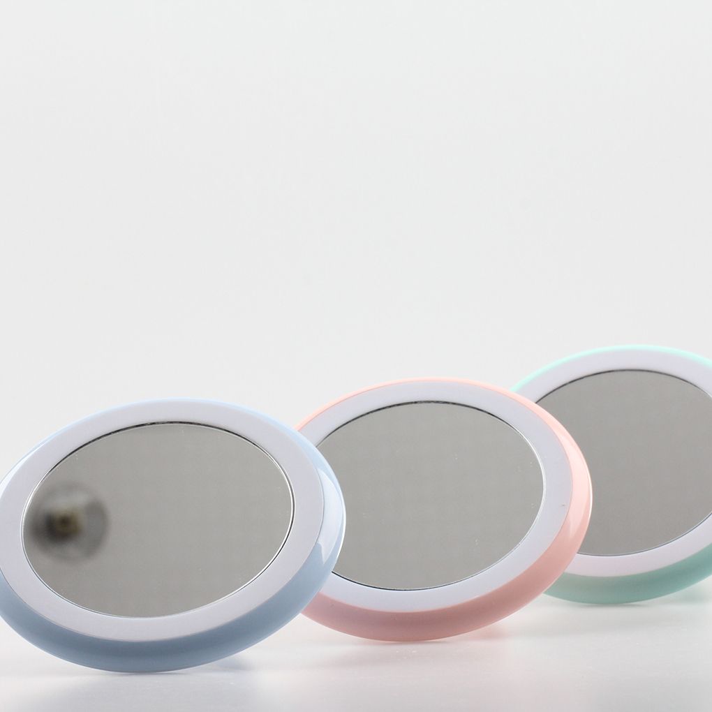New Mini Portable Led Makeup Round Shape Mirror Usb Chargeable New Mini Portable Led Makeup Round Shape Mirror Usb Chargeable Folding Ring Stand Hand Cosmetic Magnified Magnifying From