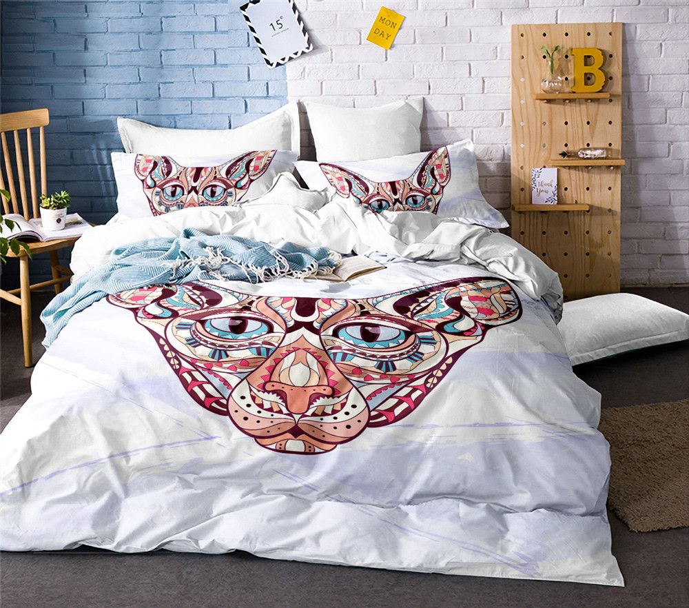 Cartoon Bedding Set For Kids Animal Single Bed Cute Cats Print Cartoon Bedding Set For Kids Animal Single Bed Cute Cats Print Duvet Cover Black And White Home Bedclothes Cool Covers Striped From Starch