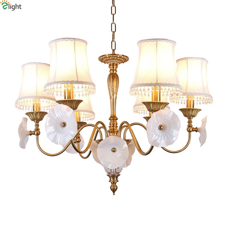 Modern Re Copper Metal Led Chandeliers Lighting Glass Flower Modern Re Copper Metal Led Chandeliers Lighting Glass Flower Dining Room Pendant Chandelier Lights Foyer Hanging Light Ceiling Fan