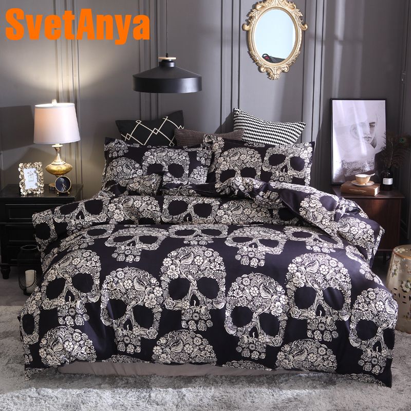Svetanya Pillowcase Duvet Cover 3pc Bedding Set No Sheet Skulls Unique Bed Multi Size Bedclothes