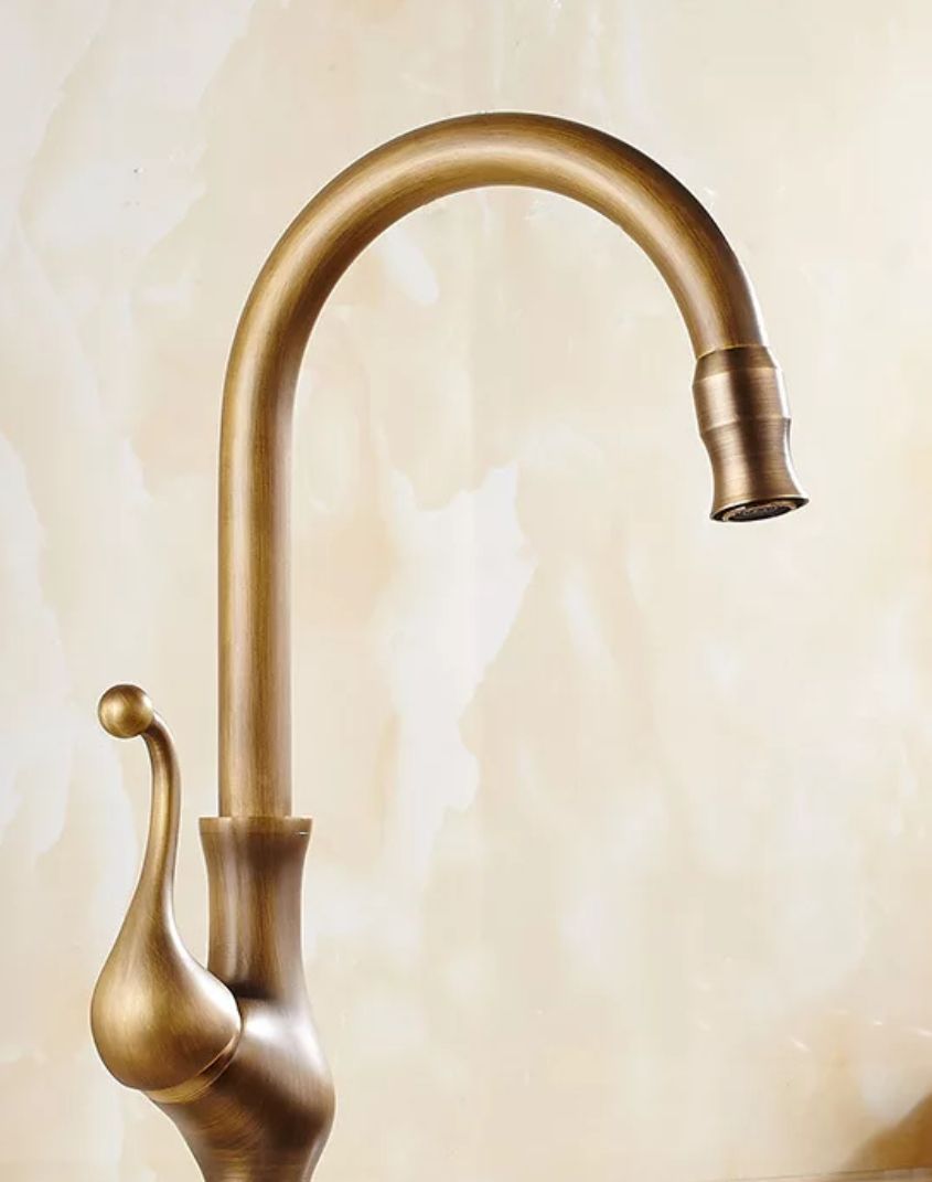 2018 2017 new designed deck mounted antique brass kitchen faucet with cold and hot water supply other faucets showers accs hs430 from rugfurnishing