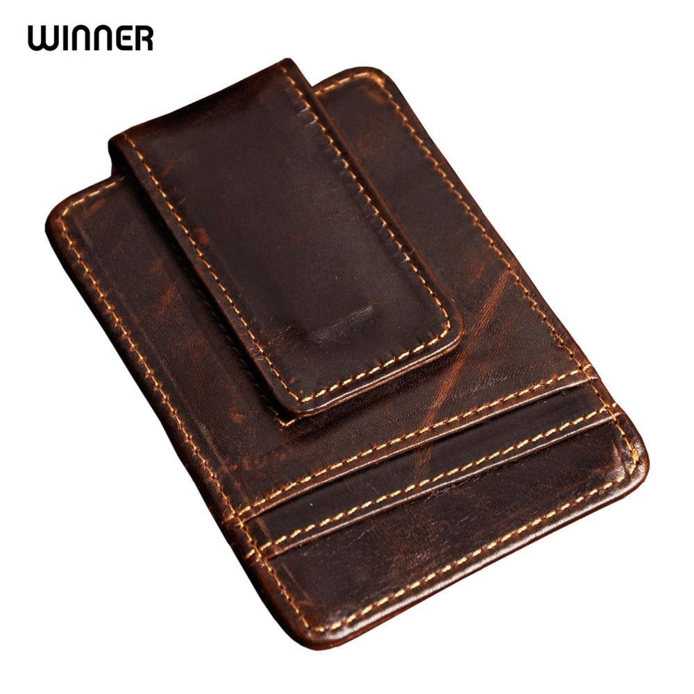 2019 Men Money Clips Vintage Genuine Leather Front Pocket Clamp For - 2019 men money clips vintage genuine leather front pocket clamp for money holder magnet magic money clip wallet with card id case from smoke factory
