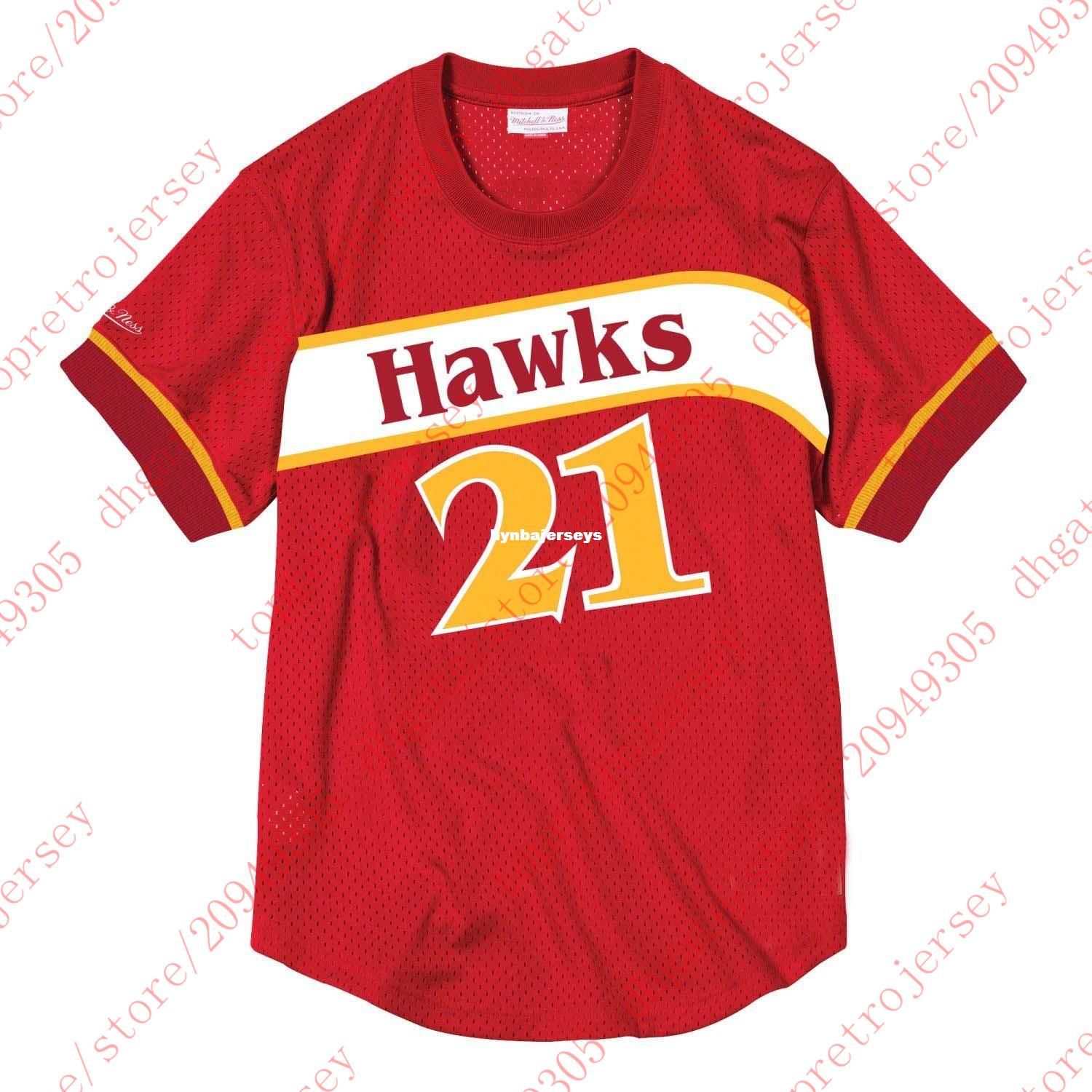 Cheap Throwbacks Custom 21 Dominique Wilkins Mitchell Ness Red
