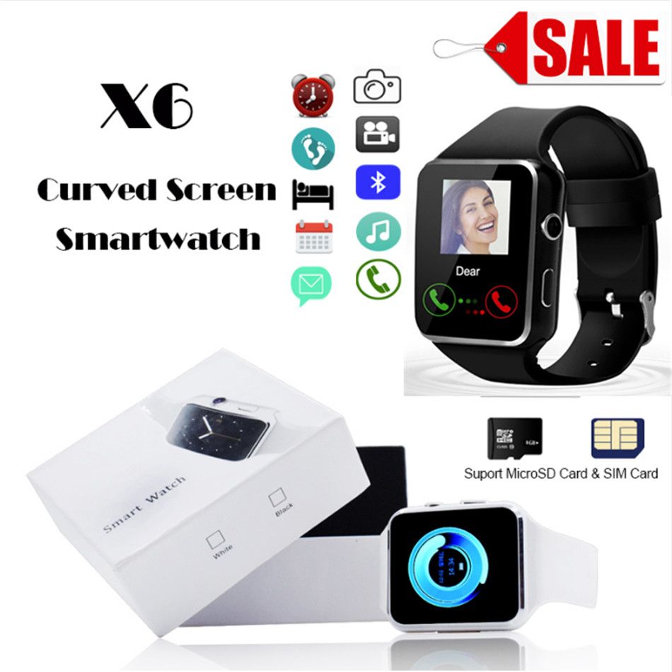 Smartwatches X6 Bluetooth Smart Watch With Curved Screen Support Camera SIM Card For Android
