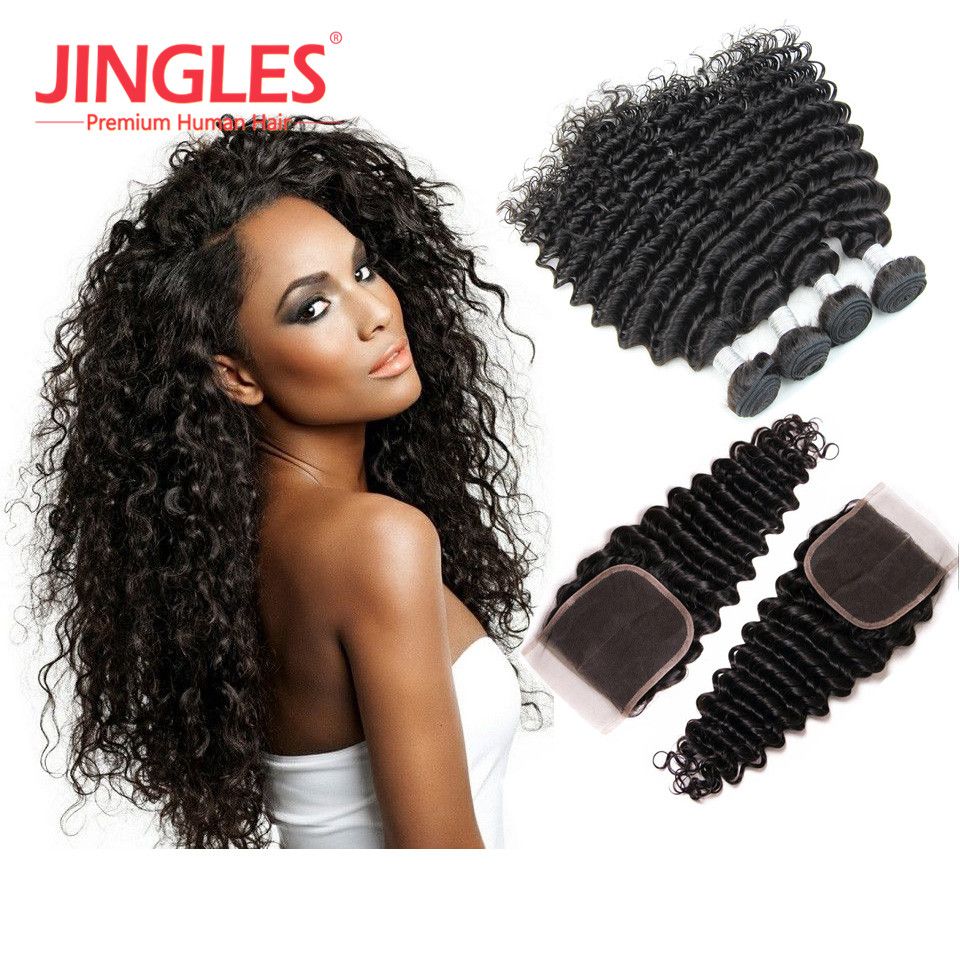 2019 Brazilian Virgin Hair Bundles With Closures Deep Wave Bundles