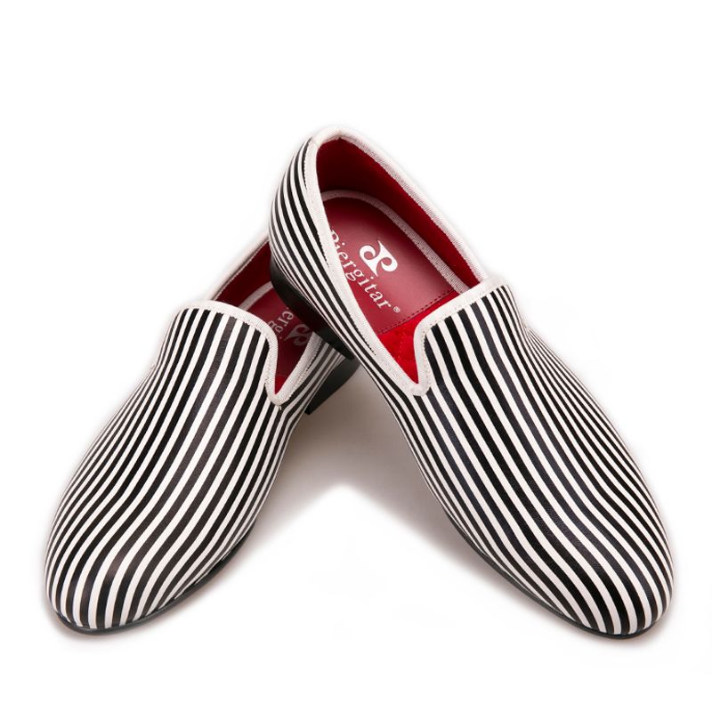 black and white striped shoes
