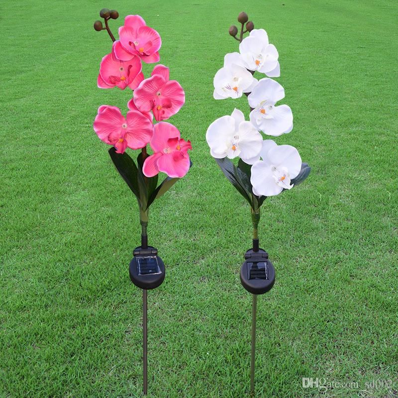 2021 Artificial Flower LED Light 5 Heads Phalaenopsis Flowers Lamps Vivid Outdoor Patio Lawn