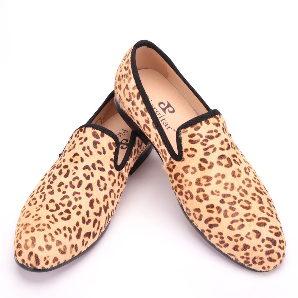 Leopard Print Suede Men Shoes Men Loafers Smoking Slipper Men Flats ...