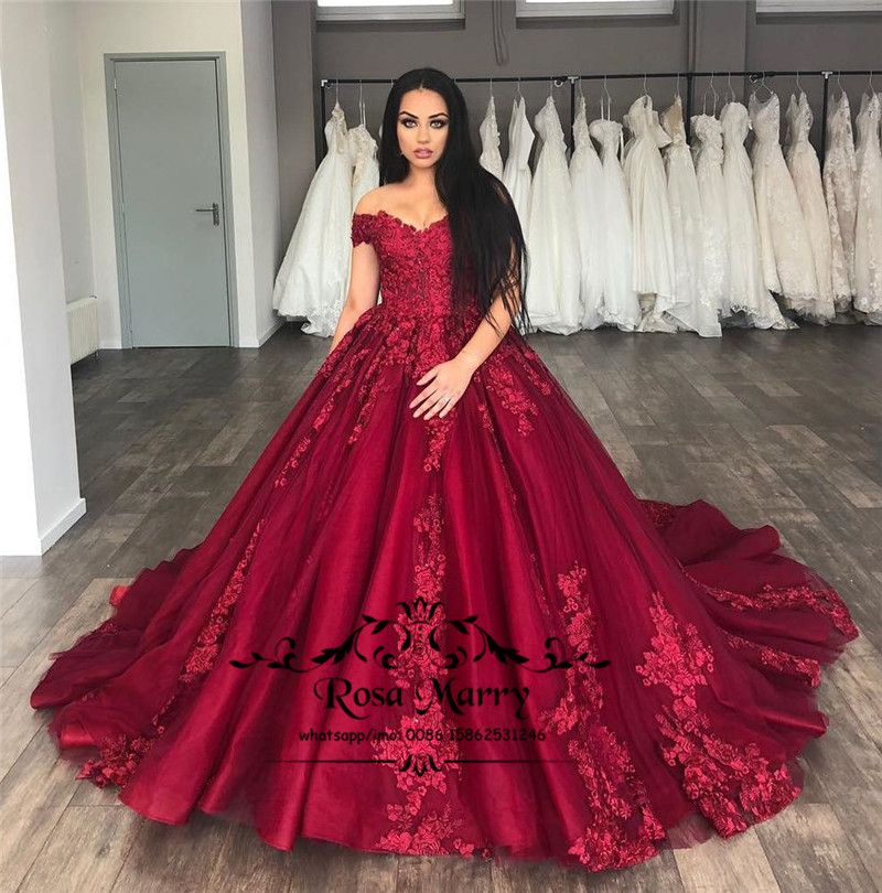 Princess Red Sweet 16 Quinceanera Dresses 2019 Ball Gown Lace Appliques