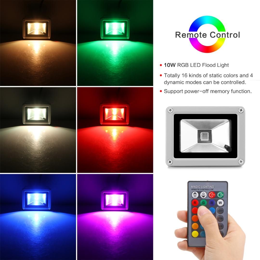 Led Flood Light Rgb 10w Waterproof Outdoor Lighting Garden Landscape Lights For Tree With Remote Control