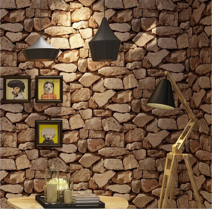 Compre Tijolo Empilhado Moderno 3d Papel De Parede De Pedra Rolo De