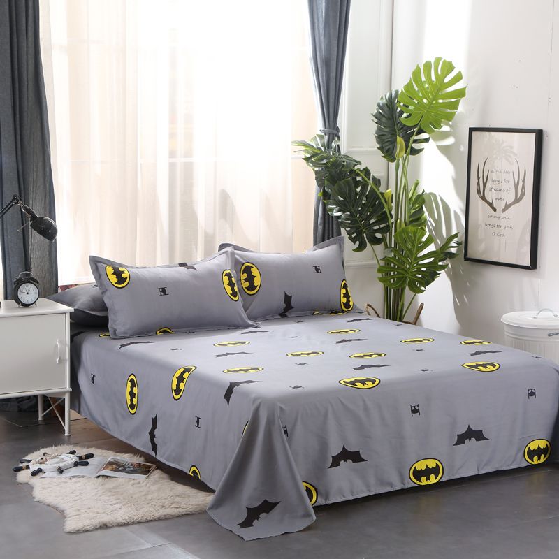 Cartoon Batman Duvet Cover Grey Bedding Set Kids Bedding Single