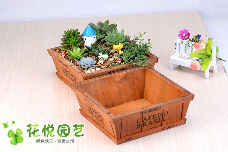 2019 Whole Fairy Garden Wood Planters For Succulents Planter 2019 Whole Fairy Garden Wood Planters For Succulents Planter Micro Landscape Vintage Wooden Succulent Bonsai Pot Box From Yangjoanna1212