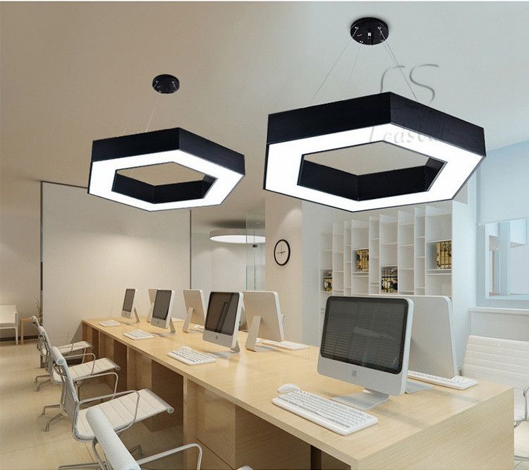 Modern Office Hexagon Led Pendant Light Minimalism Metal Pendant