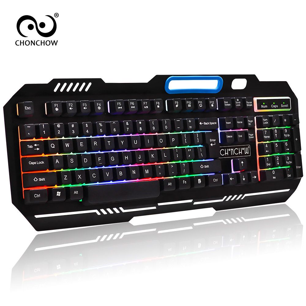 Chenchow Gaming Keyboard For Computer With Rainbow Led Backlit Metal Chenchow Gaming Keyboard For Computer With Rainbow Led Backlit Metal Frame Waterful Game Multi Function Media Keys Programmable Quiet