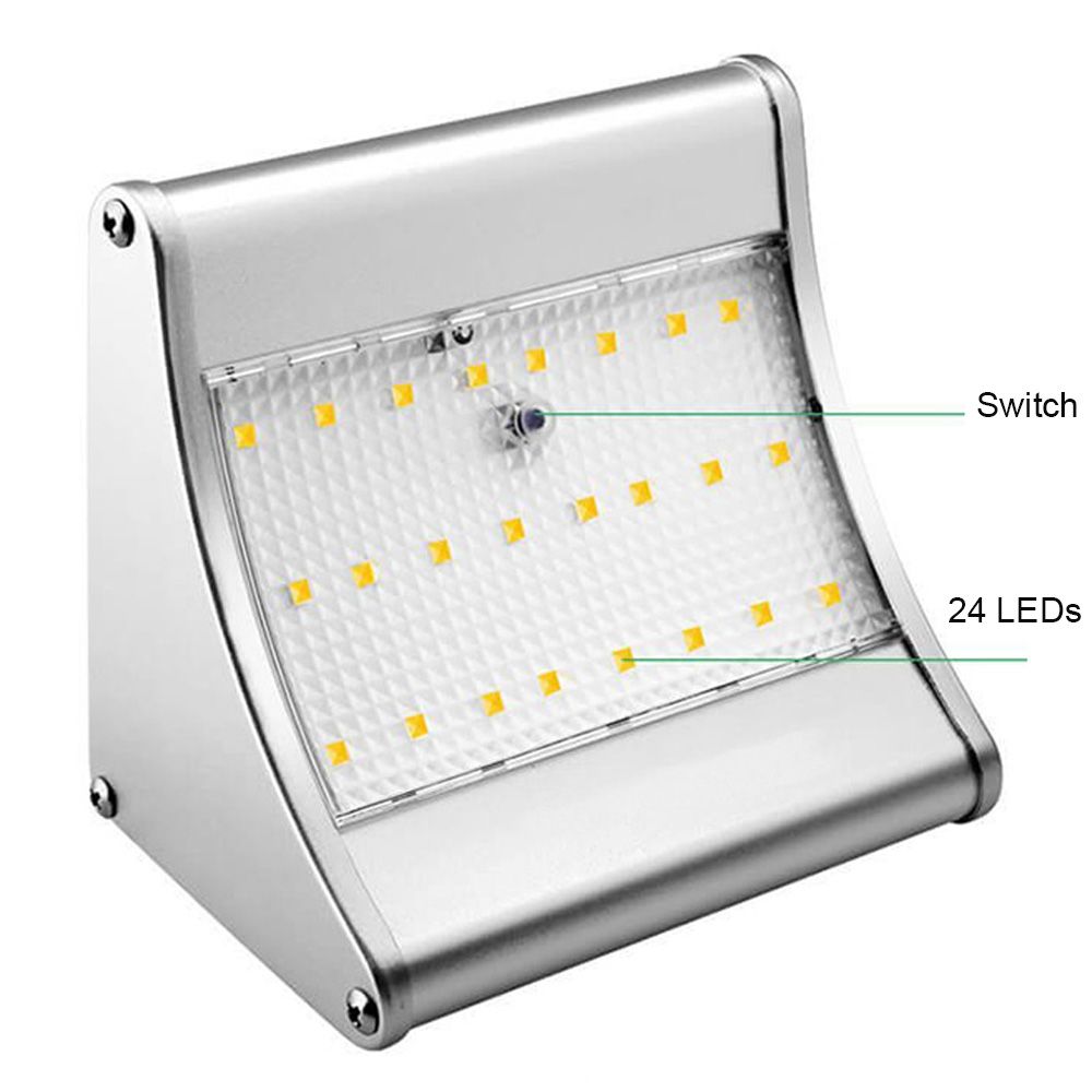 Solar Motion Sensor Light Outdoor Waterproof Wireless Powered 24 Leds Brightness Garden Landscape Lamp
