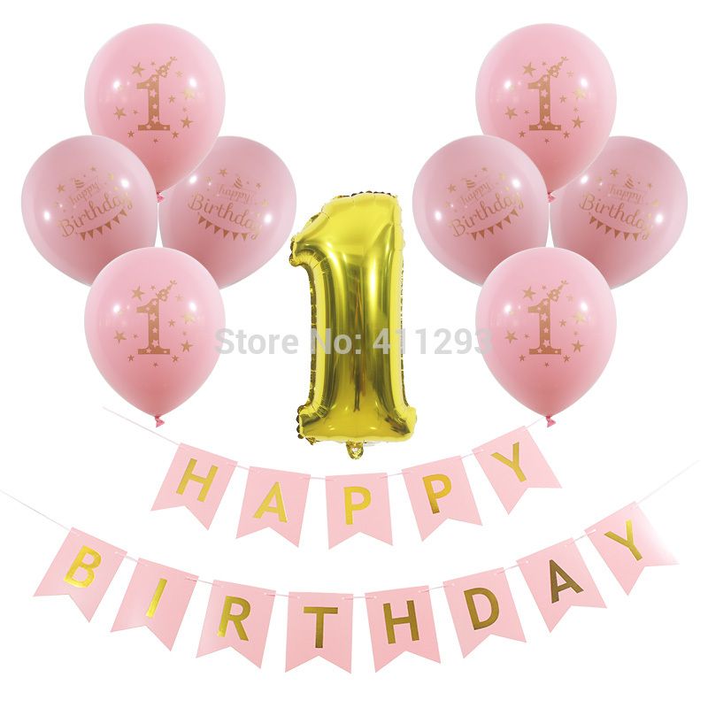 2019 1st Happy Birthday Banner First Birthday Party Decorations Gold