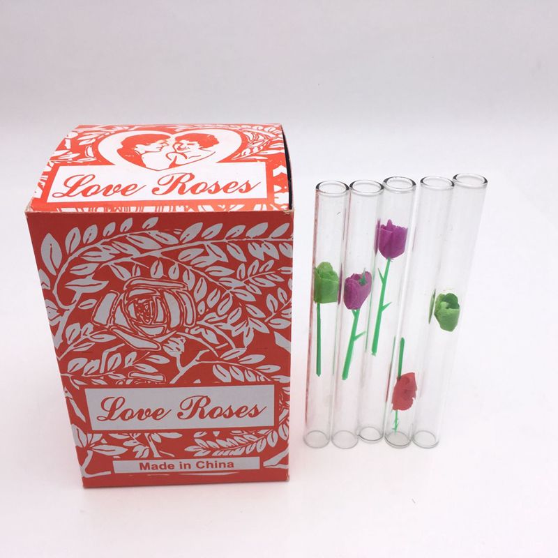 2018 Love Rose Glass Tube With Plastic Flower In One Box Best Quality