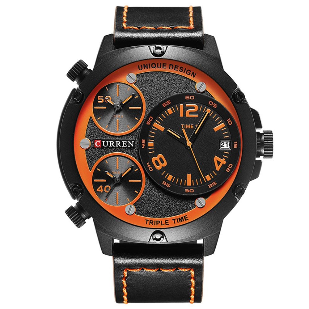Wengle New CURREN Waterproof Three Movements Dial Calendar Multiple 