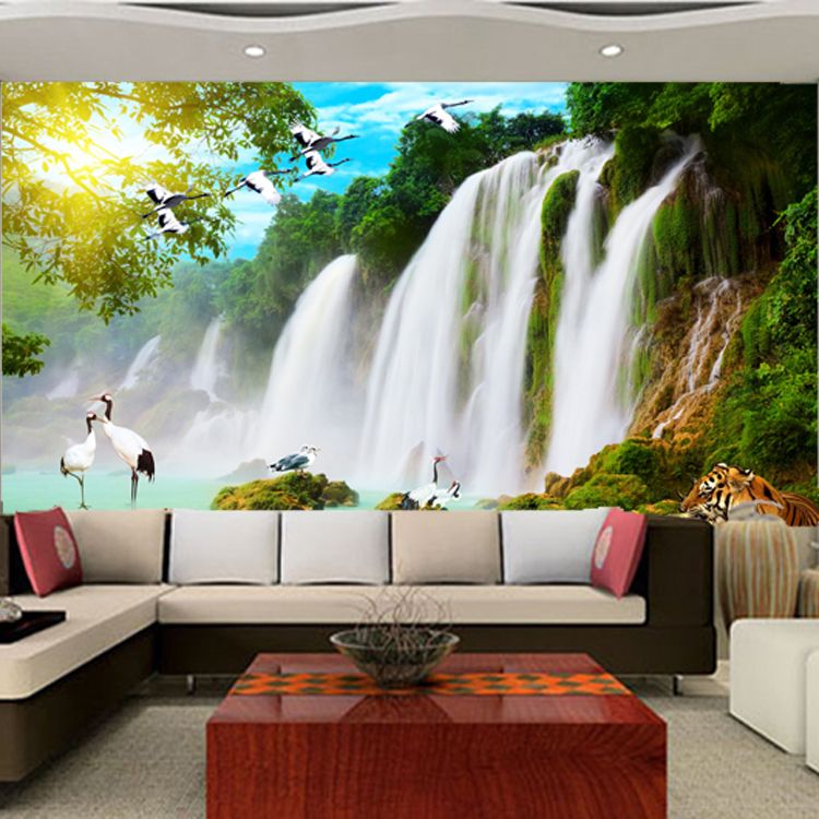 Custom Large Mural Wall Paper 3d Waterfall Wallpaper Bedroom Tv Sofa