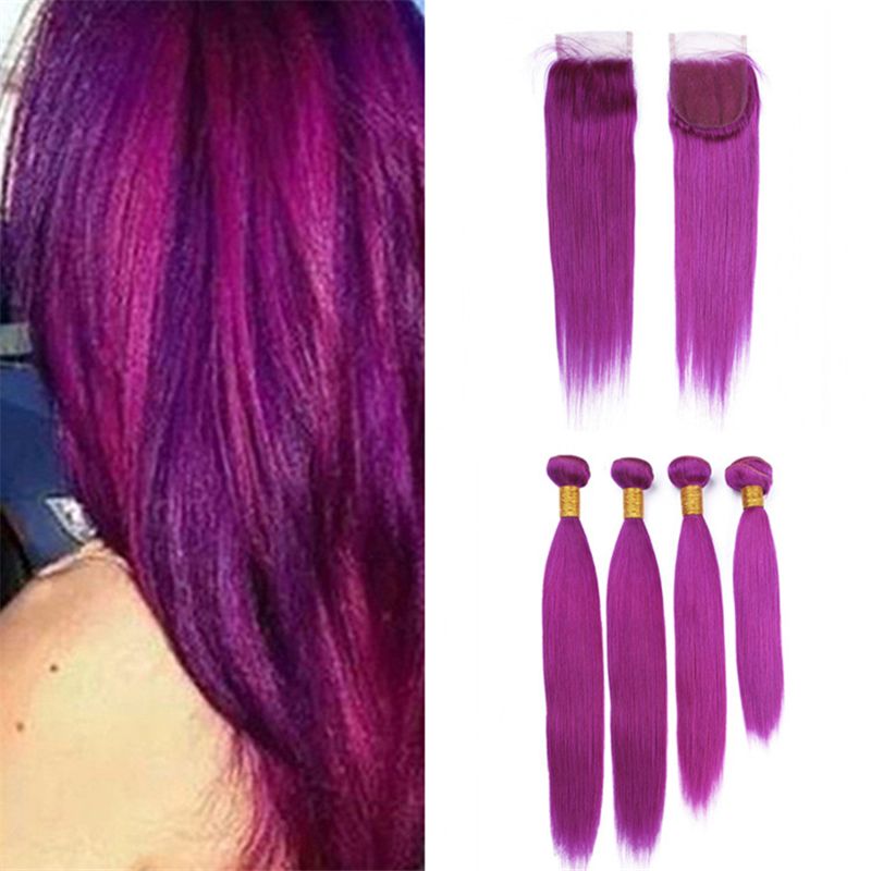 2019 Light Purple Virgin Indian Human Hair Weaves 4 Bundles Deals