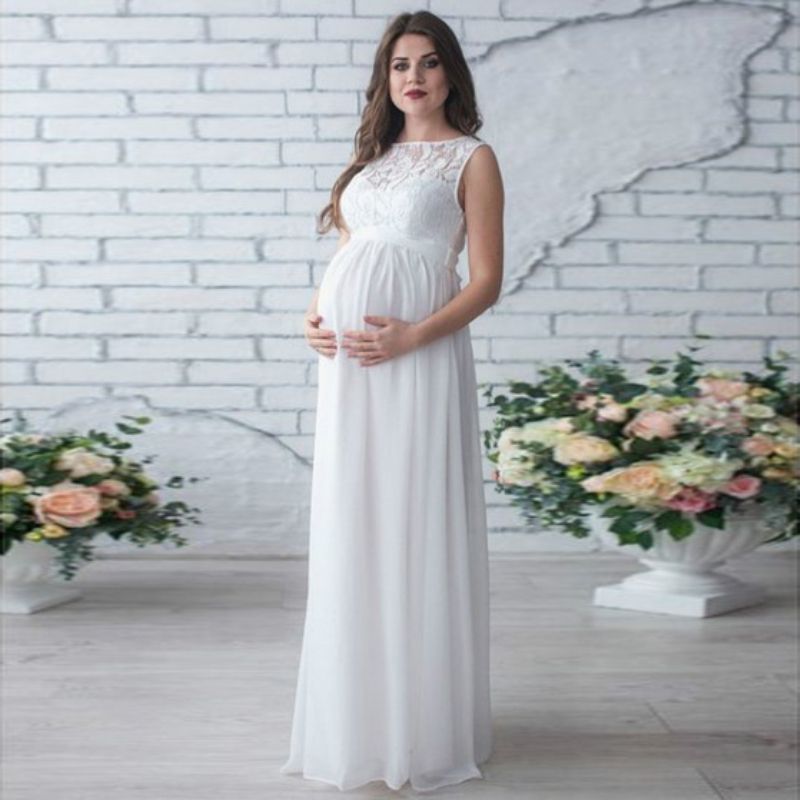 Longue Enceinte En Dentelle Grossesse Tank Maternité Sans