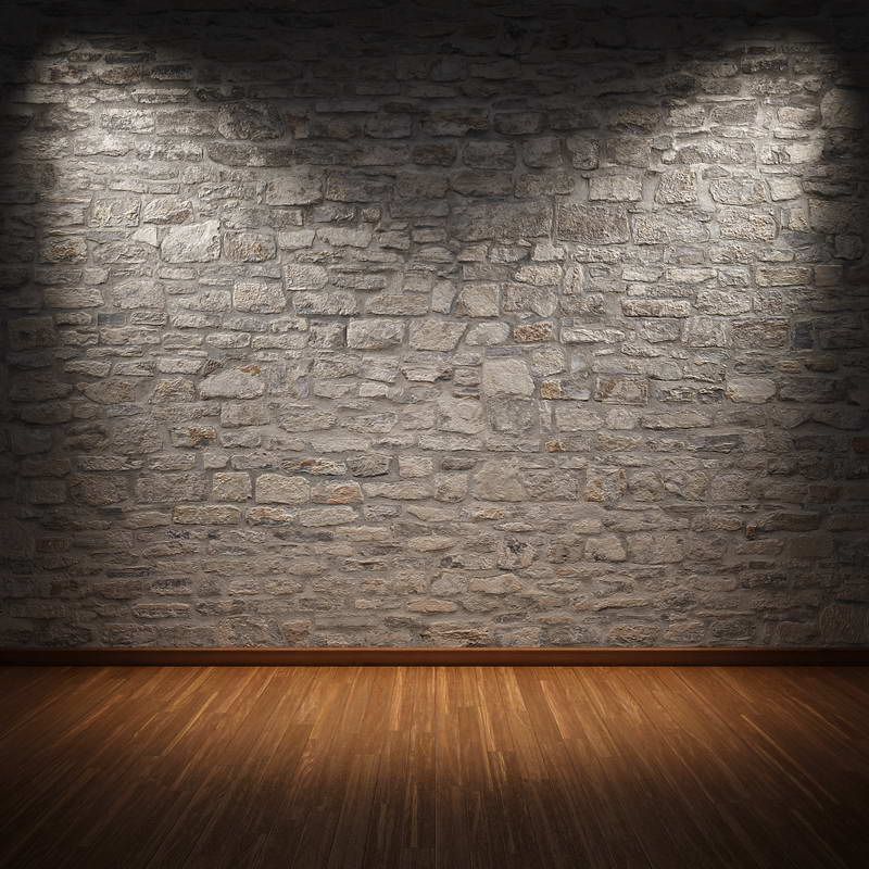 2020 5x7ft Vinyl Digital Old Gray Brick Wall Wood Floor Stage Backdrop