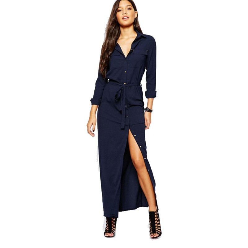 vestito lungo bottoni davanti