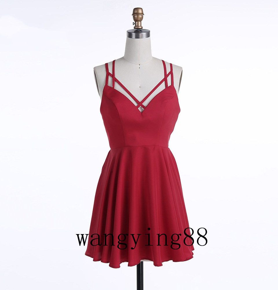 Acquistare Abiti Corti Semplici Ritorno A Casa 2018 Mini Spaghetti Cinghie  Cocktail Party Dresses Breve Vestito Da Promenade Foto Reali Economico |  Consegna Veloce E Qualità | DHgate Italy