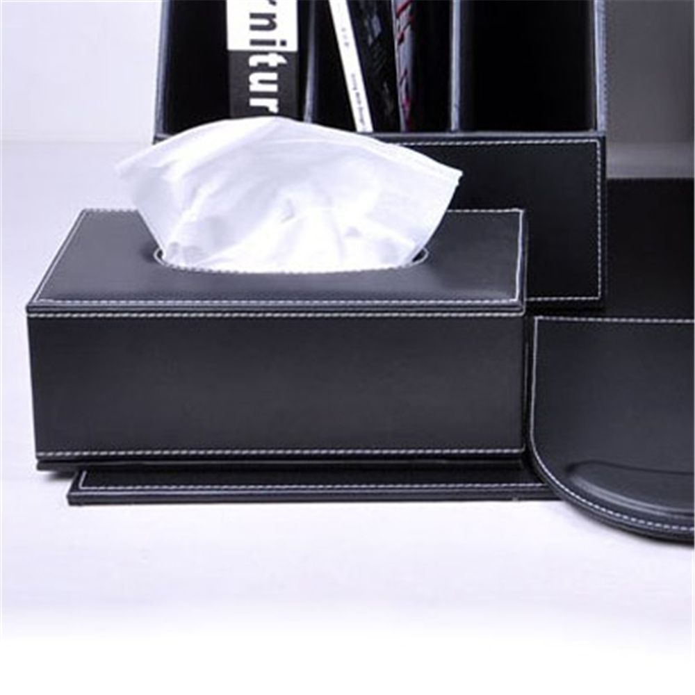 Creative Office Napkin Carton Car Tissue Box Leather Black Office